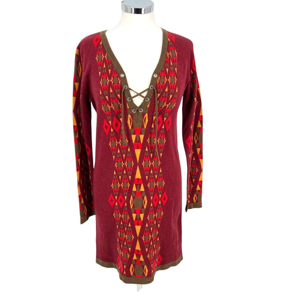 Tasha Polizzi Sundance Southwest Knit Sheath Dress Scarlett Red Size Small NWT